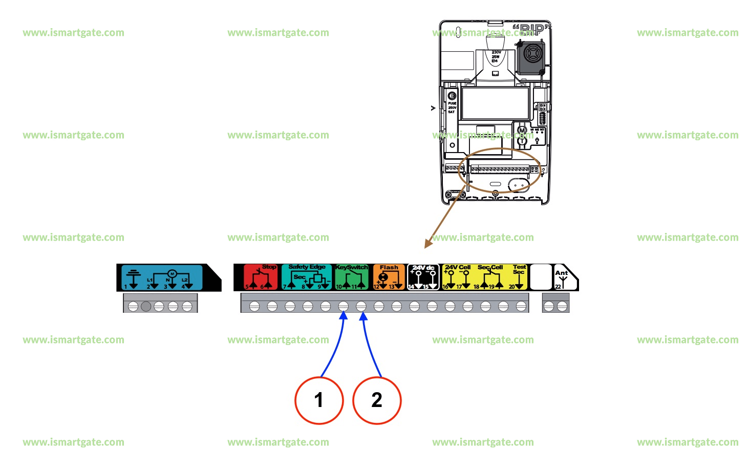 Wiring diagram for SOMFY ROLLIXO RTS